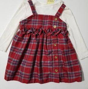 Plaid Dress And Onesie Set